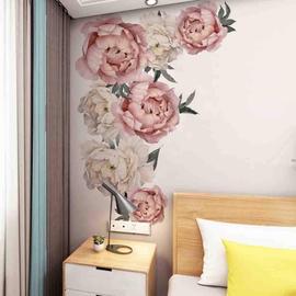 Un lot de stickers muraux fleurs roses autocollant sticker mural créatif  pour salon chambre bureau cuisine