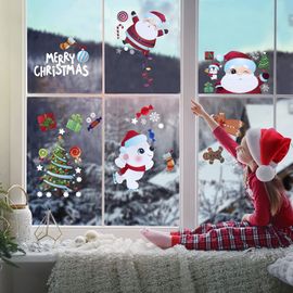 Stickers Noel Fenetre 4 Feuilles Incluant Arbre De Noël,Père