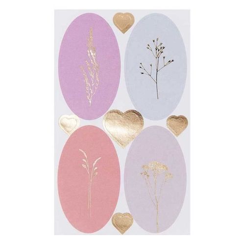 Stickers Ovales Aux Motifs Floraux Pastel - 36 Pices
