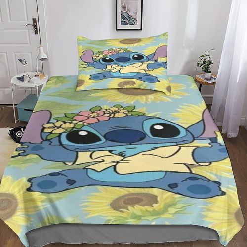Stitch Parure De Lit 3 PiCes En Microfibre Douce Avec Housse De Couette Et Taie D'oreiller Pour Gar?Ons Et Filles