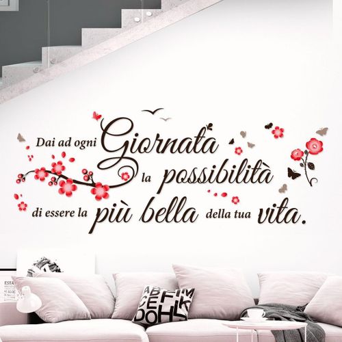 Store Inscriptions Adhsives Pour Murs En Italien Phrases Donnez  Chaque Jour La Possibilit D'tre La Plus Belle De Votre Vie Autocollants Muraux Enfants Chambre Salon Cuisine Chambre Fleurs