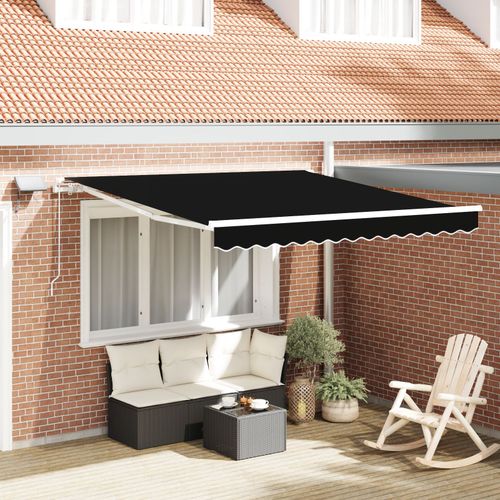 Store Rtractable Manuel Vidaxl Avec Led Noir 350x250 Cm, Tissu De Remplacement Pour Store Vidaxl 3.5x2.5 M Cadre Noir