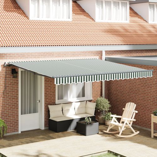 Store Rtractable Manuel Vidaxl Vert Et Blanc 400x300 Cm, Tissu De Rechange Pour Store Vidaxl Pour Cadre 4x3 M Vert Et Blanc