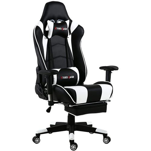 Storm Racer Ergonomique Gaming Pivotant Ordinateur Chaise De Bureau  Dossier Haut Avec Repose-Pieds Rglant Appuie-Tte Et Support Lombaire Racing Chaise