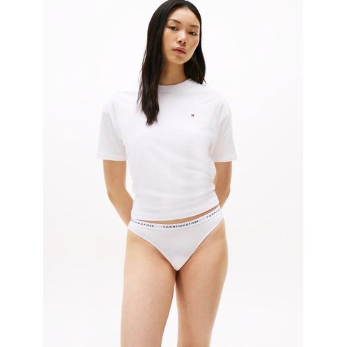String  Ceinture  Motif Logo Pt Cotton Thong/White - L