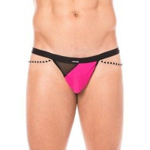 String Fushia Opaque Et Rsille Noire Avec Cordelettes Cots - Fushia - Xl