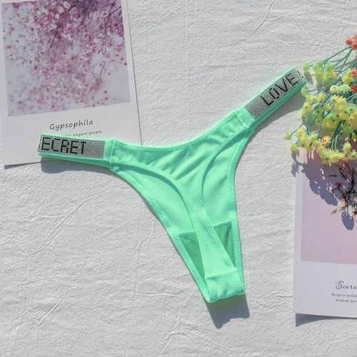 String Taille Basse En Nylon Avec Biscuits Brillants Pour Femmes,Sous-Vtements Fminins,Culotte Sexy,String Secret,String Non,String Document - Type Turquoise-S