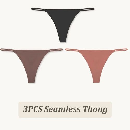 String Taille Basse Sans Couture Pour Femme,Culotte Haute Flexibilit,Sangle Fine,Sous-Vtement Sexy,Slip Femme,Dos En T,Confortable,3 Pices - Type [Set5]-3pcs-Xl