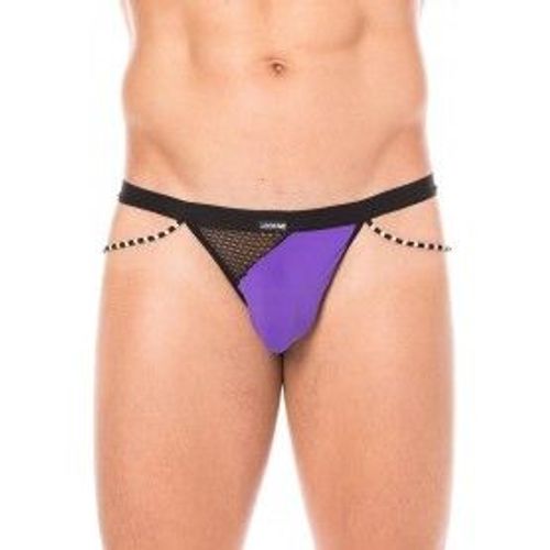 String Violet Opaque Et Rsille Noire Avec Cordelettes Cots - Violet - Xl
