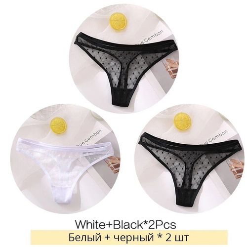 Strings En Dentelle Sexy Pour Femmes,Sous-Vtements  Pois,Dos En T,String Transparent,Culotte,Caleon,Lingerie Fminine,Mode,Ensemble De 3 Pices - Type Thongs Style Set 6-M