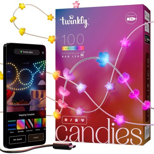 Strings Usb-C Star 100 Led,Guirlande Leds En Forme D'toile,Fil Lumineux Led Multicolore Rgb,Compatible Avec Alexa,Google Home,Guirlande Nol,Alimentation Usb C,Fil Transparent,6m