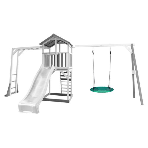 Axi Structure De Jeu Beach Tower Cadre Escalade Et Balancoire Nid Summer Blanc Gris Toboggan Blanc