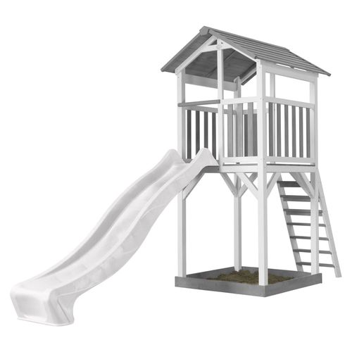 Axi Structure De Jeu Beach Tower Blanc Gris Avec Toboggan Blanc