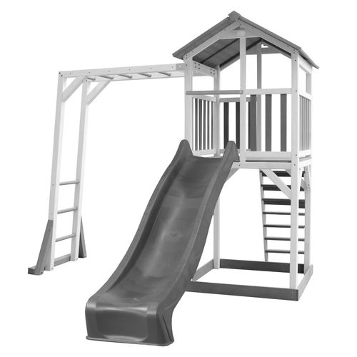 Axi Structure De Jeu Beach Tower Blanc Gris Avec Cadre Escalade Et Toboggan Gris