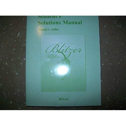 Student's Solution Manual For Blitzer Algebra And Trigonometry 4th Ed   de Daniel S. Miller  Format Broch 