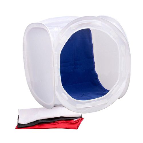 Studio Photo 24 'kit de tente de lumire de photographie Portable bote d'clairage Cube rond avec 4 dcors (noir/blanc/bleu/rouge)