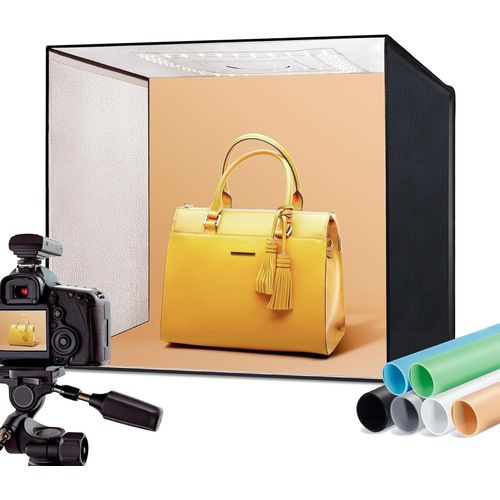 Studio Photo, 50X50 Cm Bote  Lumire, Photo Box Portable Avec Lumire Rglable 50 W, 5500 K, 97 Cri Avec 6 Fonds En Pvc Pour Photographie[YIN4186819]