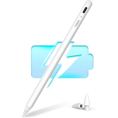 Stylet A8 Compatible Avec Apple Ipad 2018-2025 Pour Ipad 11 A16/10/9/8/7/6,Pro 3/4/5/6/M4,Air 3/4/5/M2/M3,Mini 5/6,Pencil Charge Rapide,Reject De Paume,Dtection D'Inclinaison (Blanc)