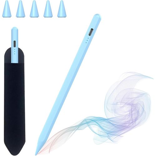 Stylet iPad,Pencil iPad,Stylo pour iPad 2018-2024,Stylet Tablette iPad avec Chargement Rapide,Aspiration Magntique,Compatible iPad Pro 11/12.9,iPad 10/9/8/7/6,iPad Air 5/4/3,iPad Mini 6/5 (Bleu Ciel)