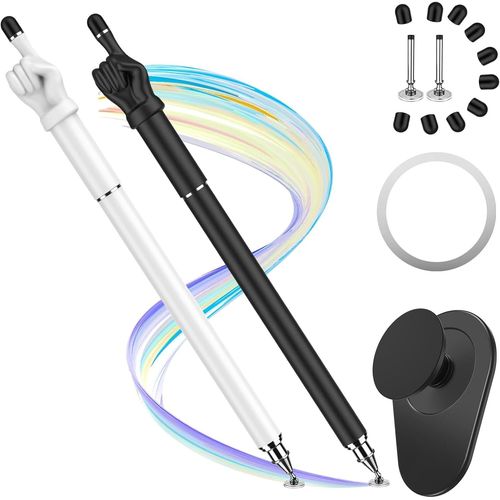 Stylet pour crans tactiles avec support de smartphone et tablette, stylet 2 en 1, stylet universel haute sensibilit pour iPhone/iPad/Android/tablette/Samsung/Smartphone