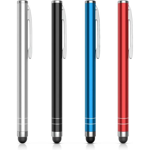 Stylet Stylo Prcision cran Tactile Capacitif Stylus, 4 Pice Universel Pen Pour Apple Ipad/Ipad Mini/Air/Pro, Iphone, Kindle, Samsung Galaxy, Tablette Android/Ios, Noir + Rouge + Argent + Bleu