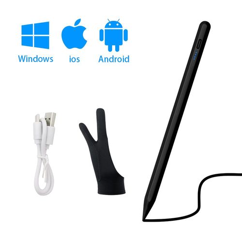 Stylet universel pour tablette et tlphone portable,stylet tactile,IOS,Android,Windows,Apple,ISub,Xiaomi,Huawei- black and gloves