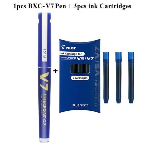 Stylo,1 V7 Pen Add 3 Ink--Stylo  Bille Roulante Bleue, Cartouche Rechargeable, Pilote Japonais, Bxc V5 V7 Hi-Tecpoint, Pointe 0.5mm
