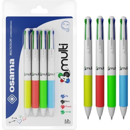Stylo 4 Couleur,Set 4 Units Assorties,Encre Bleu,Rouge,Vert Et Noir-Stylo Bille 0.1 Mm,Idal Pour Papeterie,Accessoire Bureau Et Fourniture Scolaire-Stylo Couleur Avec Trait Fluide