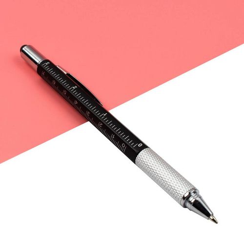 Stylo  Bille Multifonctionnel Avec Rgle Et Tournevis,7 Pices/Ensemble,Outil Technique Pratique Multifonction Avec Niveau - Type 7 Pcs Black Pen-Black