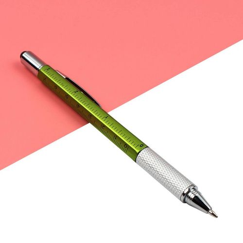 Stylo  Bille Multifonctionnel Avec Rgle Et Tournevis,7 Pices/Ensemble,Outil Technique Pratique Multifonction Avec Niveau - Type 7 Pcs Green Pen-Bleu