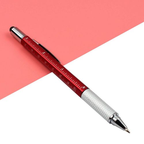 Stylo  Bille Multifonctionnel Avec Rgle Et Tournevis,7 Pices/Ensemble,Outil Technique Pratique Multifonction Avec Niveau - Type 7 Pcs Red Pen-Black