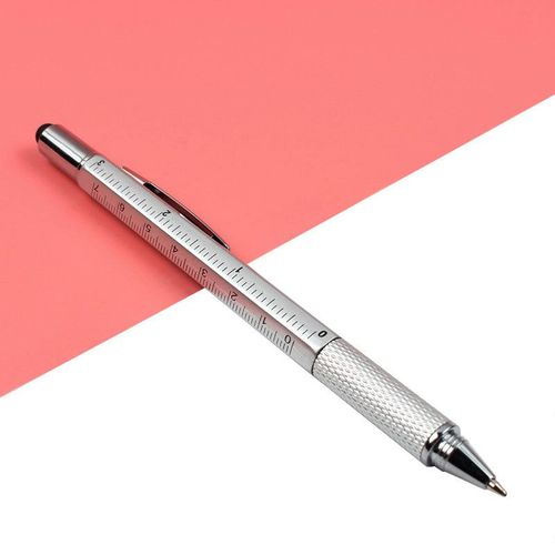 Stylo  Bille Multifonctionnel Avec Rgle Et Tournevis,7 Pices/Ensemble,Outil Technique Pratique Multifonction Avec Niveau - Type 7 Pcs Silver Pen-Bleu