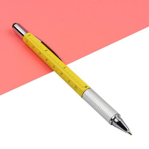 Stylo  Bille Multifonctionnel Avec Rgle Et Tournevis,7 Pices/Ensemble,Outil Technique Pratique Multifonction Avec Niveau - Type 7 Pcs Yellow Pen-Black