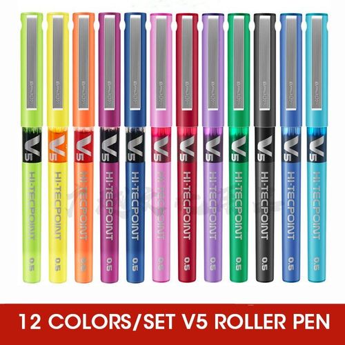 Stylo  Bille Pilote, 12/6 Couleurs/Lot, Rollerball Prcis V5 Pointe D'aiguille Brevete Technologie De Pointe De Prcision, Lisse