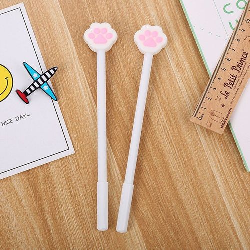 Stylo  Eau Pour Jeune Fille, Mignon, Doux Et Mignon, Griffe De Chat, Neutre, Craie, Tendre tudiant, Stylo Signature Noir, 4 Pices