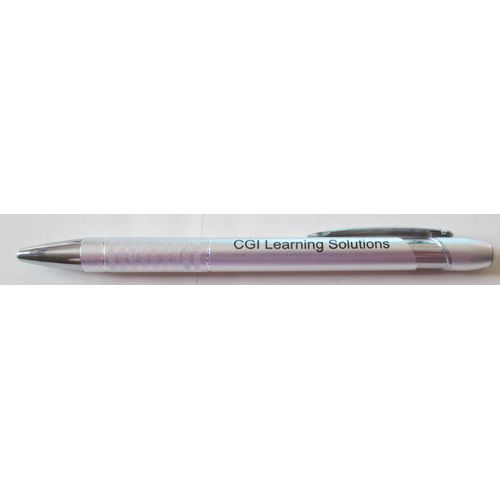 Stylo Bille Publicitaire C G I Learning Solution - Couleur Argent Et Trs Brillant - criture Moyenne Bleue