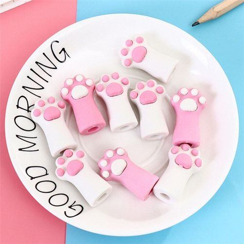 Stylo En Caoutchouc Patte De Chat, 2 Pices, Kawaii, Capuchon De Crayon, Gomme, Papeterie Poigne En Caoutchouc Pour Enfants