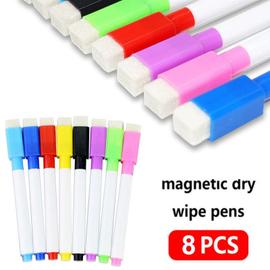 Stylo marqueur effaçable pour tableau blanc magnétique, 8 couleurs, craie  pour tableau blanc, céramique, verre, bureau, école d'art, encre colorée