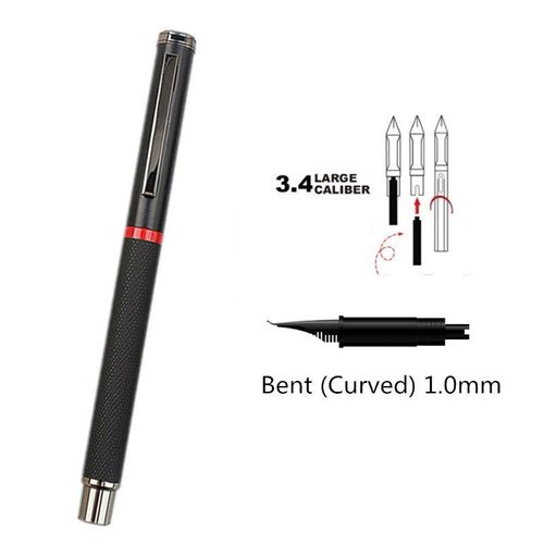 Stylo-Plume De Couleur Rouge, Tonneau En Cuivre, Pince Noire, Pointe Fine, Cadeau De Calligraphie Pour tudiant, De Bureau Et De Banque, Pli De 1.0mm, 1 Pice