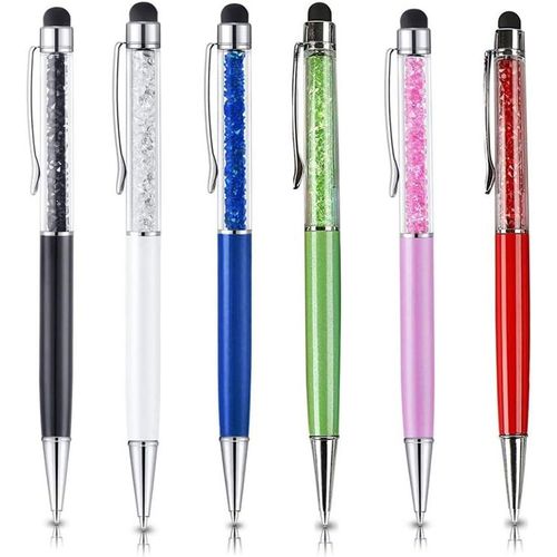 Stylos Pour crans Tactiles Avec Stylo  Bille, 2 En 1 Stylet Capacitif Universel Pour Iphone, Ipad, Tablettes Et Autres crans Tactiles 6 Couleurs Bordeaux, Rose, Vert, Bleu Royal, Noir, Blanc.