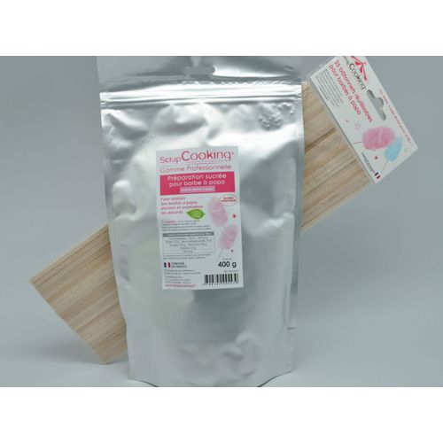 Sucre Et Batons Pour Barbe  Papa Rose 400g