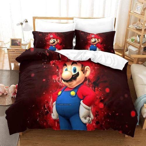 Super Mario Housse De Couette PiCes Jeu R?Le Imprim Literie Housse De Couette Avec Fermeture  GlissiRe Housse De Couette En Microfibre Douce Pour Filles Gar?On Adolescents Roi