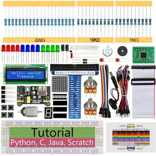 Super Starter Kit for Raspberry Pi 5 4 B 3 B+ 400 Zero 2 W,682-Page Detailed Tutorial,Python C Java Scratch Processing Code,164 Items,88 Projects (Raspberry Pi Not Included)