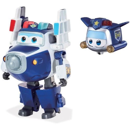 Super Wings ? Transforming Paul Supercharge + Figurine Super Mini Paul ? Avion Jouet Transformable Figurine Robot 12cm ? Jouet 3ans+