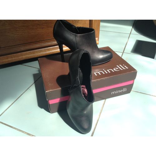 Superbes Bottines Minelli T37 - Cuir Noir