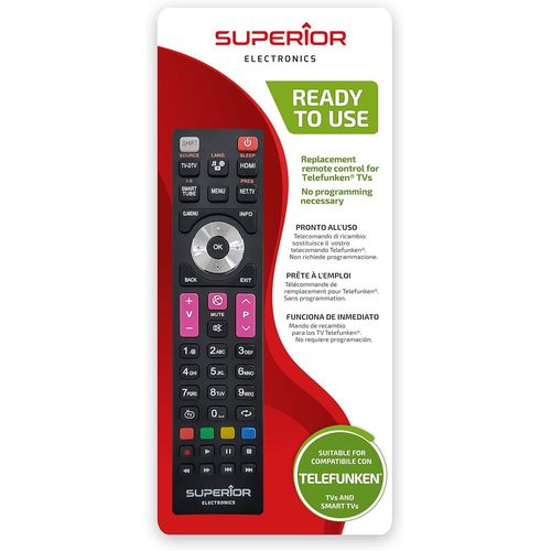 Superior TELEFUNKEN Replacement - Tlcommande de Rechange Universelle Compatible avec Tous Les TV et Smart TV de la Marque TELEFUNKEN