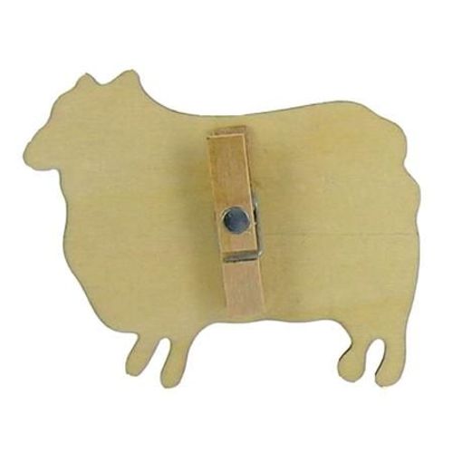 Support  Dcorer En Bois - Pinces  Linge Aimantes - Mouton - 11.5 X 8 X 2.5 Cm
