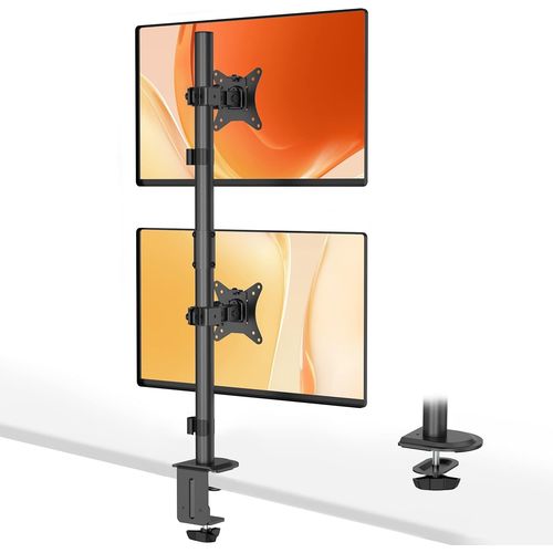 Support  Pile Verticale Pour Deux crans D'ordinateur De 17  32 Pouces,Bras Ecran Pc Rglable En Hauteur,Inclinable Et Pivotant,Charge Maximale De 9kg Par Bras,Vesa 75/100 Mm
