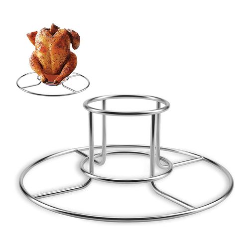 Support  poulet et grille  rtir en acier inoxydable pour grill et fumoir - Parfait pour le barbecue, la dinde et le canard