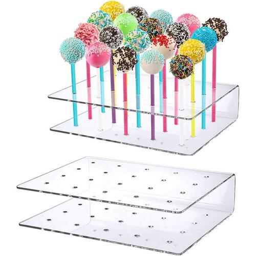 Support  Sucettes, 20 Trous Cake Pop Prsentoir Base Transparente En Acrylique Pour Dcoration Table  Dessert Saint Valentin Fte D'anniversaire 6.30x3.54x1.57pouces